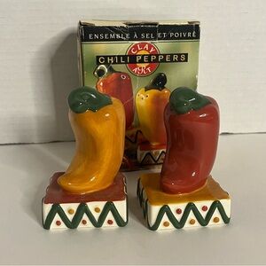 Clay Art Mexican Chili Pepper Salt and Pepper Shakers, Red & Yellow, Ceramic